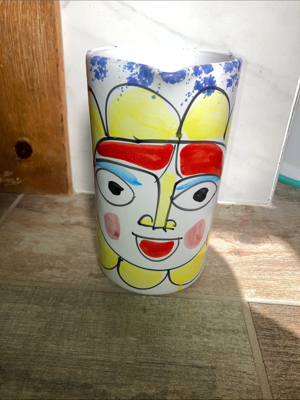 La Musa Pottery Pitcher Hand-Painted Picasso style Face , Italy